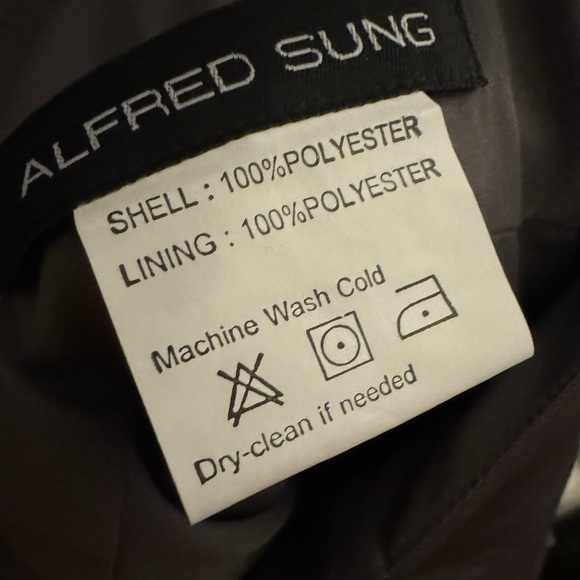 ALFRED SUNG Gown Halter Dress Caviar Gray Satin Twill Pockets Sz 8 NWT $248 D772 - Picture 8 of 13